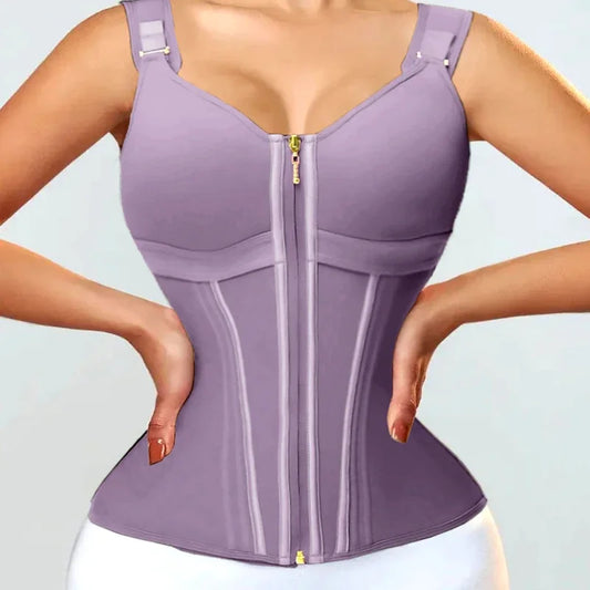 Purple Vest Faja Colombian Girdle High Compression Waist Trainer with Zipper Slimming Tummy Control Shapewear Body Shaper Corset